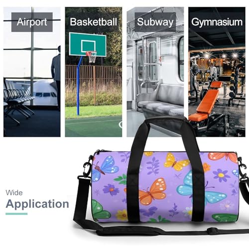 Butterflies Sports Gym Bag Travel Duffel Workout Bag with Adjustable Strap3