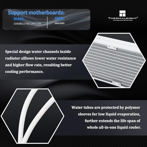 Image of Thermalright Frozen Prism 360 White ARGB AIO Water Cooler,Liquid CPU Cooler, 3x120mm PWM Fans Water Cooling System,1850RPM High Speed,Compatible with AMD /AM4 /AM5 & Intel LGA1156 /1200 /1851 /1700