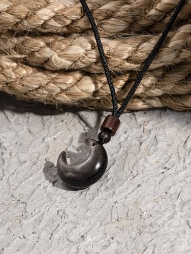 MINACHI Gothic Obsidian Crescent Moon Pendant Necklace with Braided Cord, Goth Celestial Jewelry Gift for Men and womens4