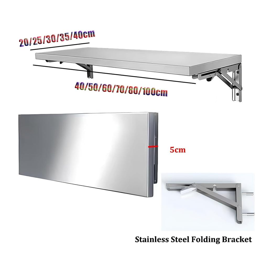 Mensola pieghevole in acciaio inox – Tavolo da portata a discesa per cibo camion rimorchi e cucina – versatile 90 x 35 cm/36 x 14 pollici portatile per la preparazione degli alimenti