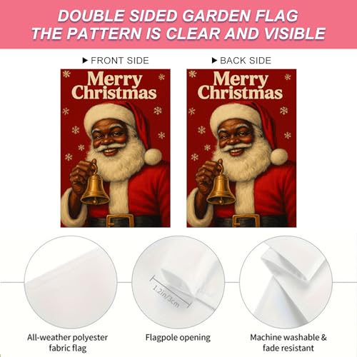 Image of BlissYard Christmas Black Santa Garden Flag 12x18 Inch Polyester