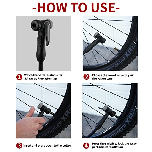 Bv Bike Pump Out Of Durable Steel - Bicycle Pump 160 Psi High Pressure, Bike Tire Pump 17/24 Inch Smart Valve Head, Schrader Bike Pump With Gauge, Automatically Reversible Presta & Schrader, Ball Pump #TOP5