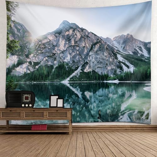 Tapisserie murale 200x200cm paysage de montagne en tissu pour déco murale