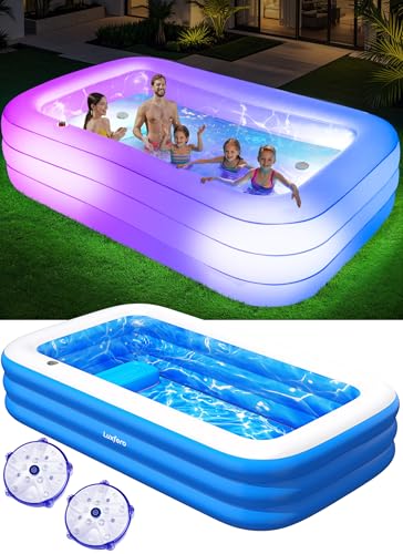Luxfero Piscina Hinchable Grande con Asiento y Luces,...
