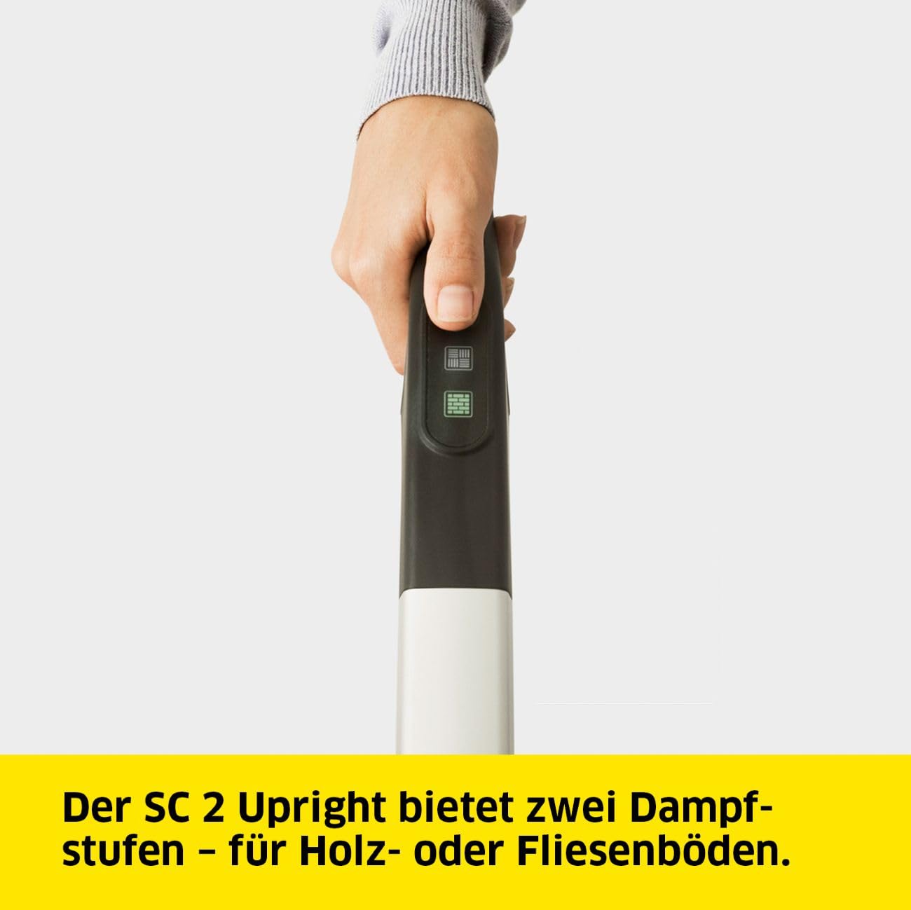 Kärcher Dampfreiniger SC 2 Upright, Aufheizzeit: 30 s, Flächenleistung: ca. 50 m², Tank: 0,4 l, Heizleistung: 1600 W, mit Bodendüse EasyFix, Mikrofaser-Bodentuch und Entkalkungskartusche
