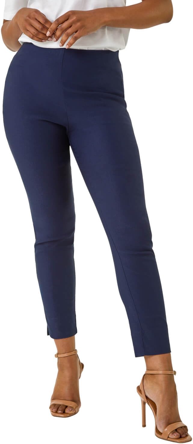 Roman Originals Stretch Trousers for Women UK Ladies High Waisted Pants Pull On Leggings Smart Slimming Office Work Fitted Tailored Tapered Regular & Plus Sizes