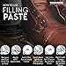 Tarrago Filling Paste - 50ml Leather Filler Repair Compound - Leather Restoration Crack, Burns, Tears, Holes Filler for Car Seats, Furniture, Couch, Boots, Shoes, Clothing - Black #18