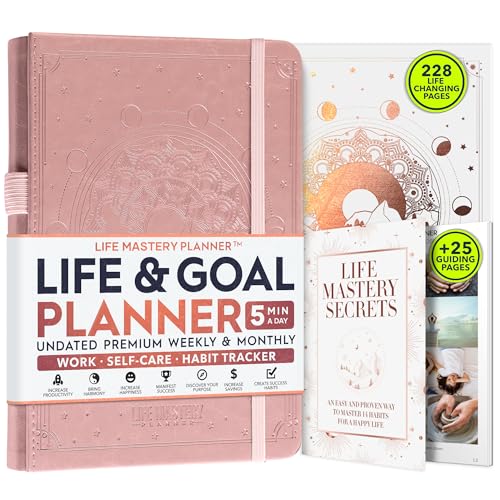 Life Mastery Planner - Un viaje de 12 meses para aplastar tus objetivos, aumentar la productividad, el éxito y la felicidad - Planificador de vida semanal y mensual, hábitos, diario de gratitud