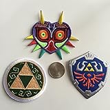 Triple Legend of Zelda Zelda Embroidered Patch Pack - Complete Triforce, Majora's Mask, Master Hylian Shield