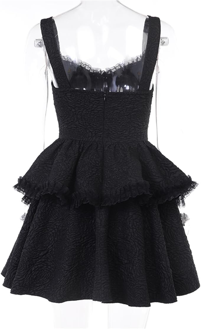 Women Gothic Dress Punk Halloween Vintage Harajuku Velvet Lace Y2k Mall Goth A-Line Dresses - Image 6