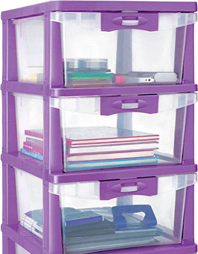 Image of Nilkamal Freedom Mini Medium Plastic Cabinet Brown, 2 Doors CHST24 4 Layers Plastic Chests of Drawers Purple