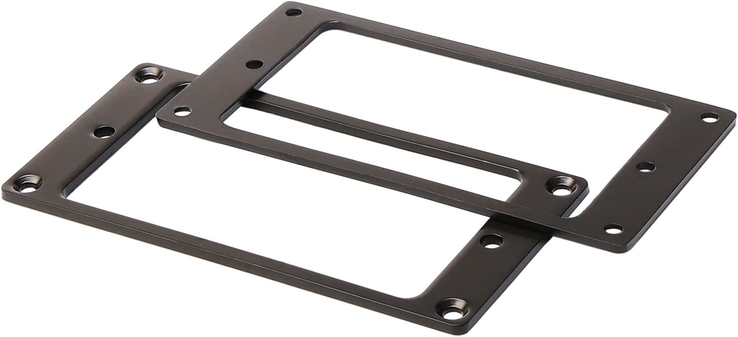Pxyelec Metal Flat Electric Guitar Humbucker Pickup Ring, Bridge and Neck Pickups Cover Frame Mounting Ring Pack of 2 (Black) - Image 2