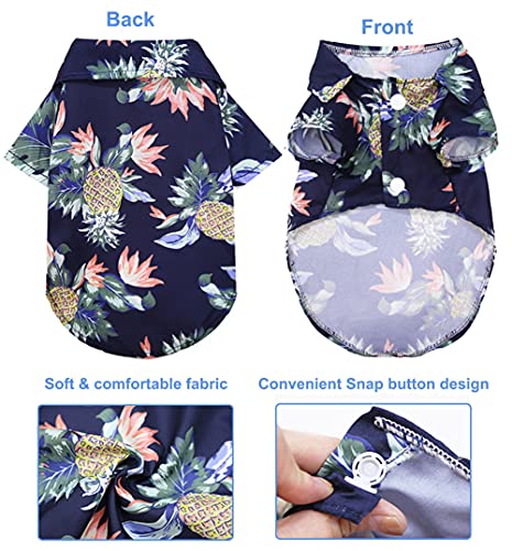Coppthinktu 4 Pack Hawaiian Dog Shirt, Breathable Summer Sweatshirts Dog Clothes, Beach Pet Shirt Dog Polo T-Shirts For Small/Medium Dogs Cats, 4 Different Designs, Small #TOP3