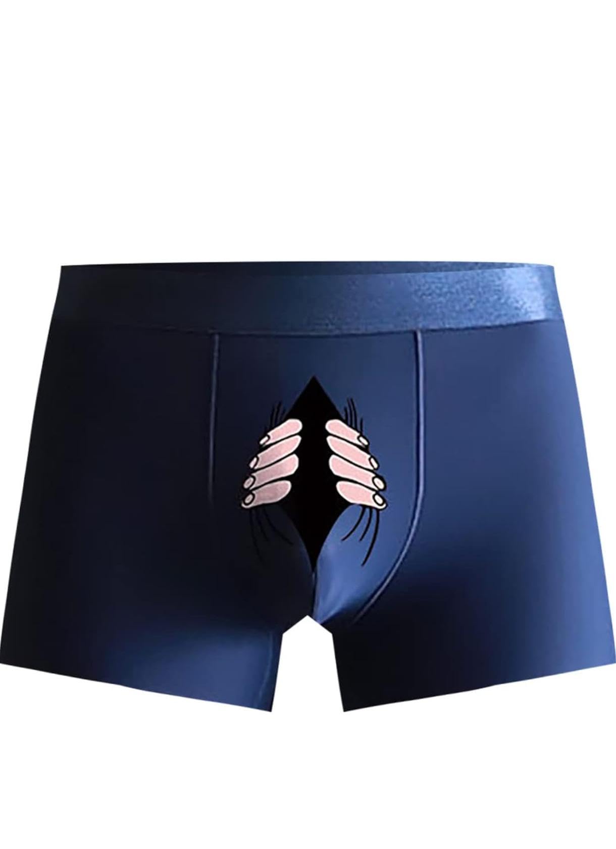 Men's Novelty Graphic Boxer Briefs, Navy Blue, Funny Hands Print Underwear-image-38