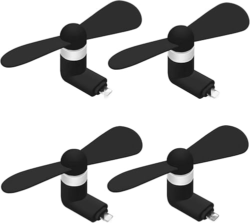 YUNLOVXEE Mini ventilador de teléfono celular para iPhone Paquete de 4 ventiladores pequeños de bolsillo portátil personal para viajes al aire