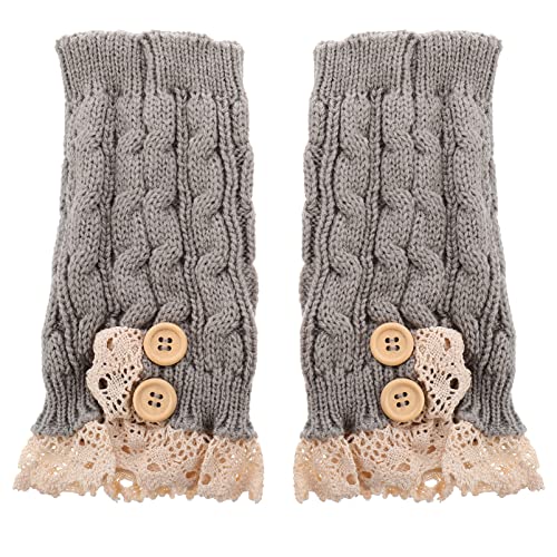 ABOOFAN Gestrickte warme Stiefelabdeckung für Damen, gestrickt, Herbst und Winter, kurz, aus Wolle, kurze Beinstulpen, Socken, Spitze, dekorative Stiefel, Manschette, Beinwärmer Cover