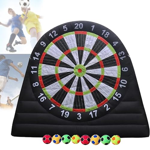 VFMVOYNZ Aufblasbare Fußball-Dartscheibe, tragbare Fußball-Trainingshilfe mit Gebläse und 8 aufblasbaren Bällen für Outdoor-Sportspiele und Kick-Dartboard-Spiele, Selbstklebende Darts