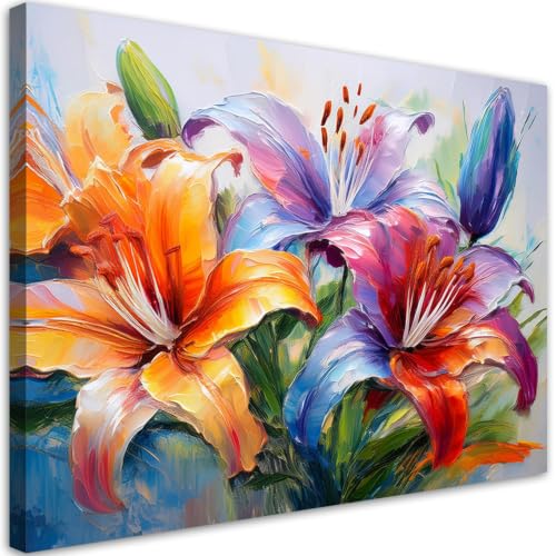 Cuadro de lirios coloridos para llenar de arte moderno y vida las paredes de tu dormitorio 2