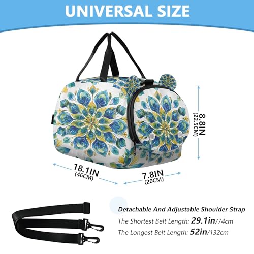 Mandala Kids Overnight Sports Duffel Bags with Shoe Compartment & Wet Pocket Travel Sport Gym Bag for Girls Boys3