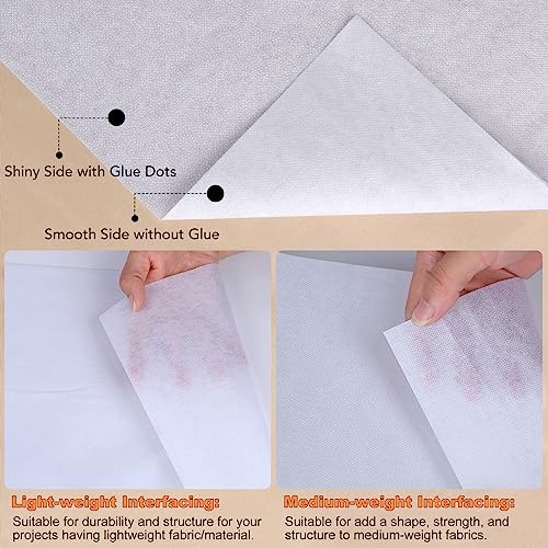 image for CAREGY 12 inch X 22 Yards Iron-On Fusible Interfacing Medium Weight Wh