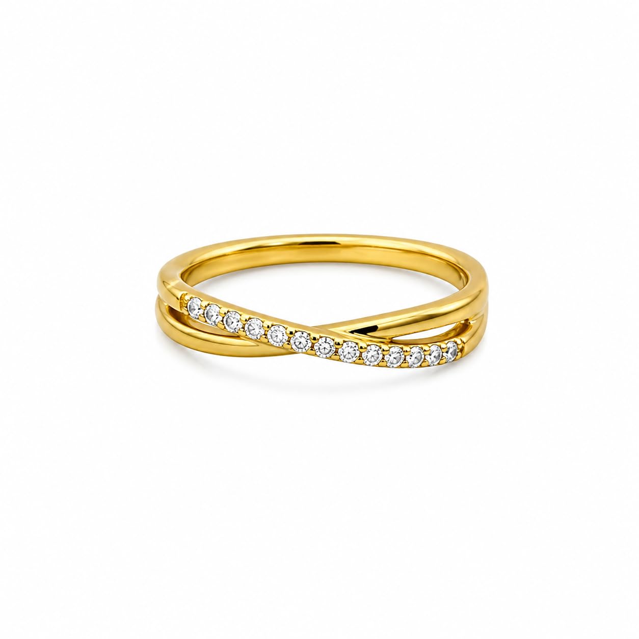 RIDHVEE Anti Tarnish Gold Plated Criss-Cross Infinity Ring for Women & Girls, Dainty X-Shaped Layered Band with Sparkling CZ Stones, Available Sizes 6, 7, 8 | RV-AT-RNG-010-image-46