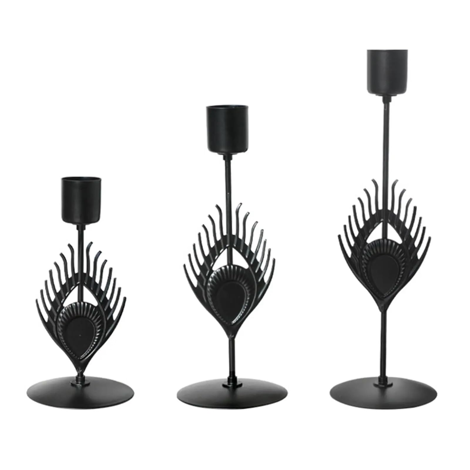 3-Pack Iron Candlestick Set, Tabletop Pillar Candle Holder for Birthday, Dinner Festival & Living Room Decor