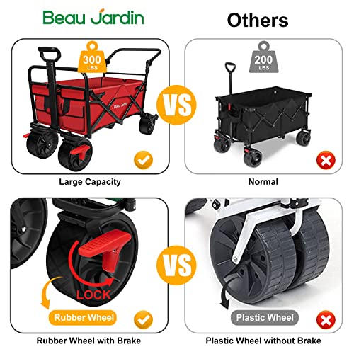 Faltbarer Bollerwagen von Beau Jardin mit Bremse und verstellbarem Schiebegriff