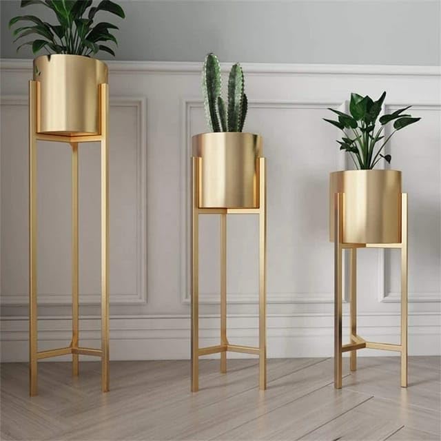 AL Zahra IMPEX Metal Floor Flower Stands Tall Indoor Plant Stand with Planter Pot (Gold) - Set of 3 Metal Indoor Flower Pot Stand Plant Stand for Living Room Décor Size 25X22X20 Inches (B0CRKYMQLJ) Amazon Price History, Amazon Price Tracker
