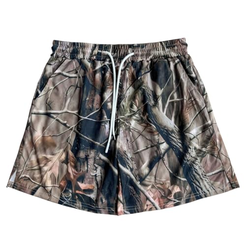 Waghaw Men's Camo Short Mesh Graphic Print Athletic Casual Workout...
