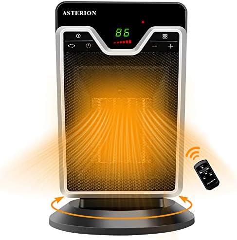 Ceramic Space Heater,ASTERION 1500W Portable Oscillating Electric Heater with Adjustable Thermostat Remote,Personal Office Heater with Timer Overheat Tip-over Small Safe Heater for Indoor Home Bedroom