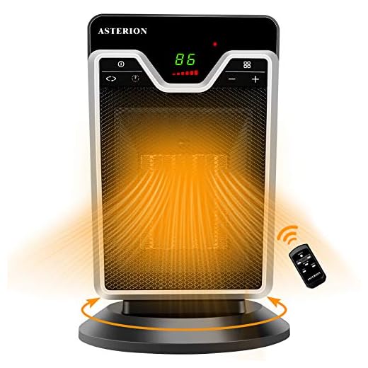 Ceramic Space Heater,ASTERION 1500W Portable Oscillating Electric Heater with Adjustable Thermostat Remote,Personal Office Heater with Timer Overheat Tip-over Small Safe Heater for Indoor Home Bedroom