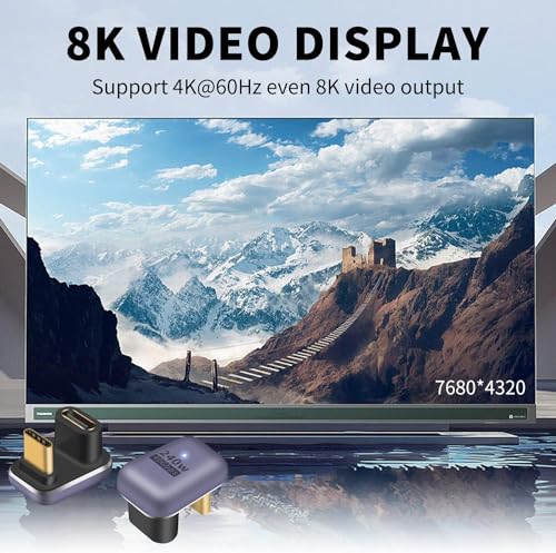 Image of MICROWARE 240W 40Gbps USB C U Shaped Adapter USB4.0 Type C Male to Female 180 Degree Angle Connector, LED Indicator 8k@60HZ Audio and Video Transmission, for Smartphone Laptop Tablet