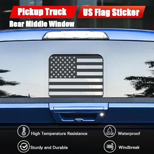 Image of USA Flag Decal for Truck,Car & Pickup - American Decal for Rear Window, F150 F250 F350 2015-2023 (Black-F150)
