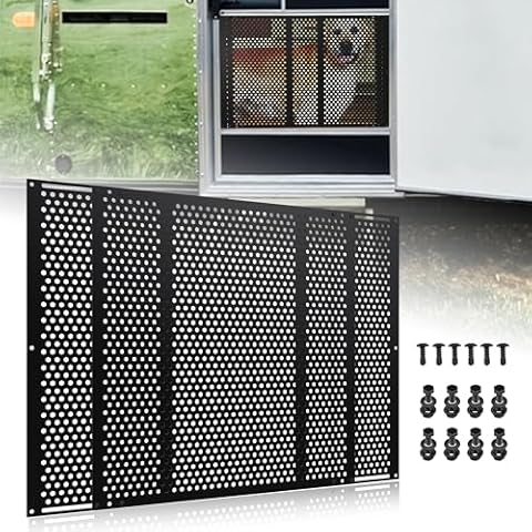 RVZONE RV Screen Door Protector Adjusts from 21.5"- 35", RV Entry Screen Door Grille Adjustable Screen Defender for RV Door Camper Screen Door Protector for Dogs Kids Cover