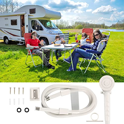 Image of Eagles RV Shower Head with Hose - (White,5Ft Hose) Non-Metallic Outdoor RV Shower Kits Replacement with Pause Function for RVs, Fifth Wheels, Motor Homes, Travel Trailers, Campers, Boats