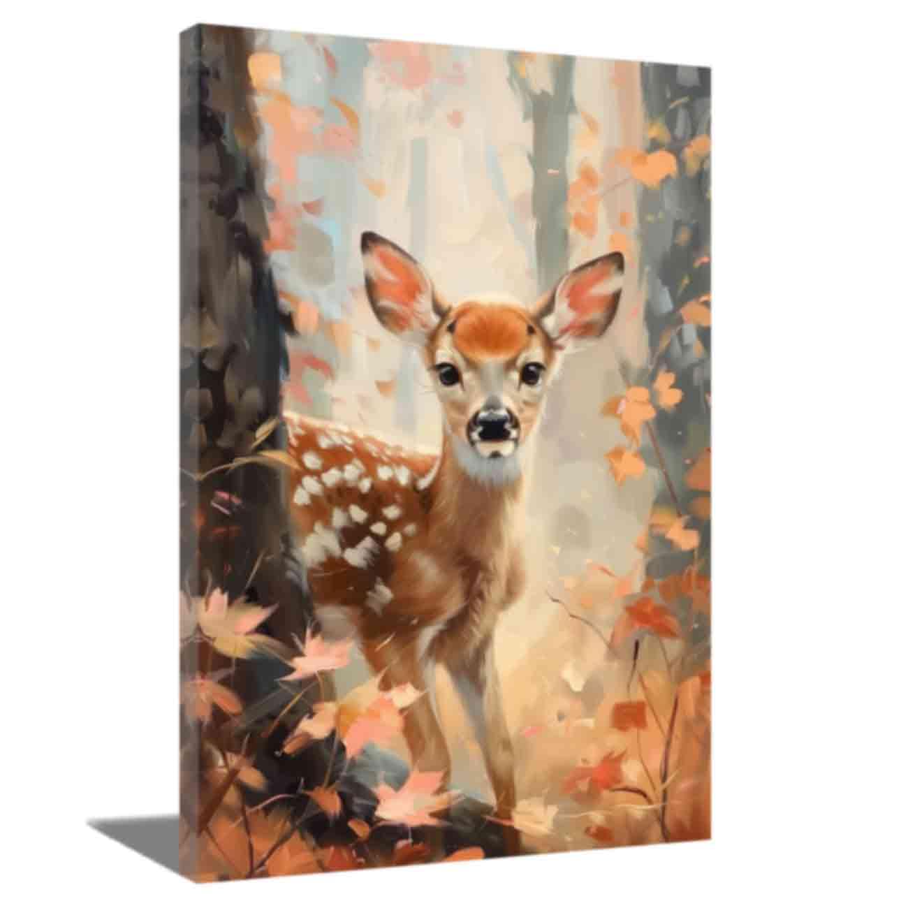 ZQQART Autumn Animal Canvas Wall Art Rustic Fall Animal Painting Maple Leaf Picture Autumn Harvest Picture Prints Thanksgiving Day Wall Decor (Orange,20.00" x 30.00") โ image 1