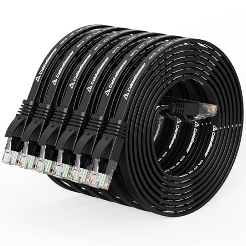 Cat 6 Ethernet Cable 5ft (6 Pack) (at a Cat5e Price but Higher Bandwidth) Flat Internet Network Cables - Cat6 Ethernet Patch Cable Short - Black Computer LAN Cable with Snagless RJ45 Connectors