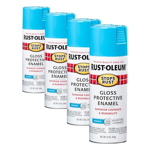 Image of Rust-Oleum 269292 Stops Rust Spray Paint, 12 Fl Oz (Pack of 4), Gloss Maui Blue