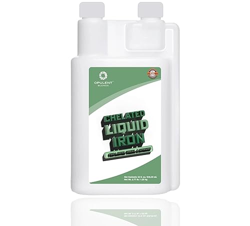 Hierro líquido quelado (32 onzas líquidas), hierro quelado líquido para césped, árboles y arbustos, 6.5% de hierro, sin EDTA, fabricado en los