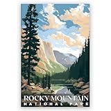 Rocky Mountain National Park Posters Vintage National Parks Canvas Prints Nature Wall Art Decor Mountain Travel Posters Nature Landscape Pictures for Bedroom Office Living Room 12x18in Unframed