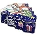 Juvale Christmas Tin Gift Box - 2-Set Tree-Shaped Cookie Candy Storage Containers with Lids for Confectioneries, Holiday Decor, Blue with Gold Lining, 6 x 7.25 x 2.6 Inches