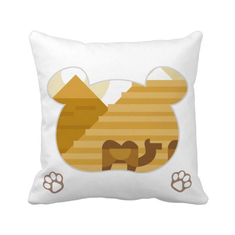 Housse de coussin pyramides jaunes vertes motif ours chameau canapé lit