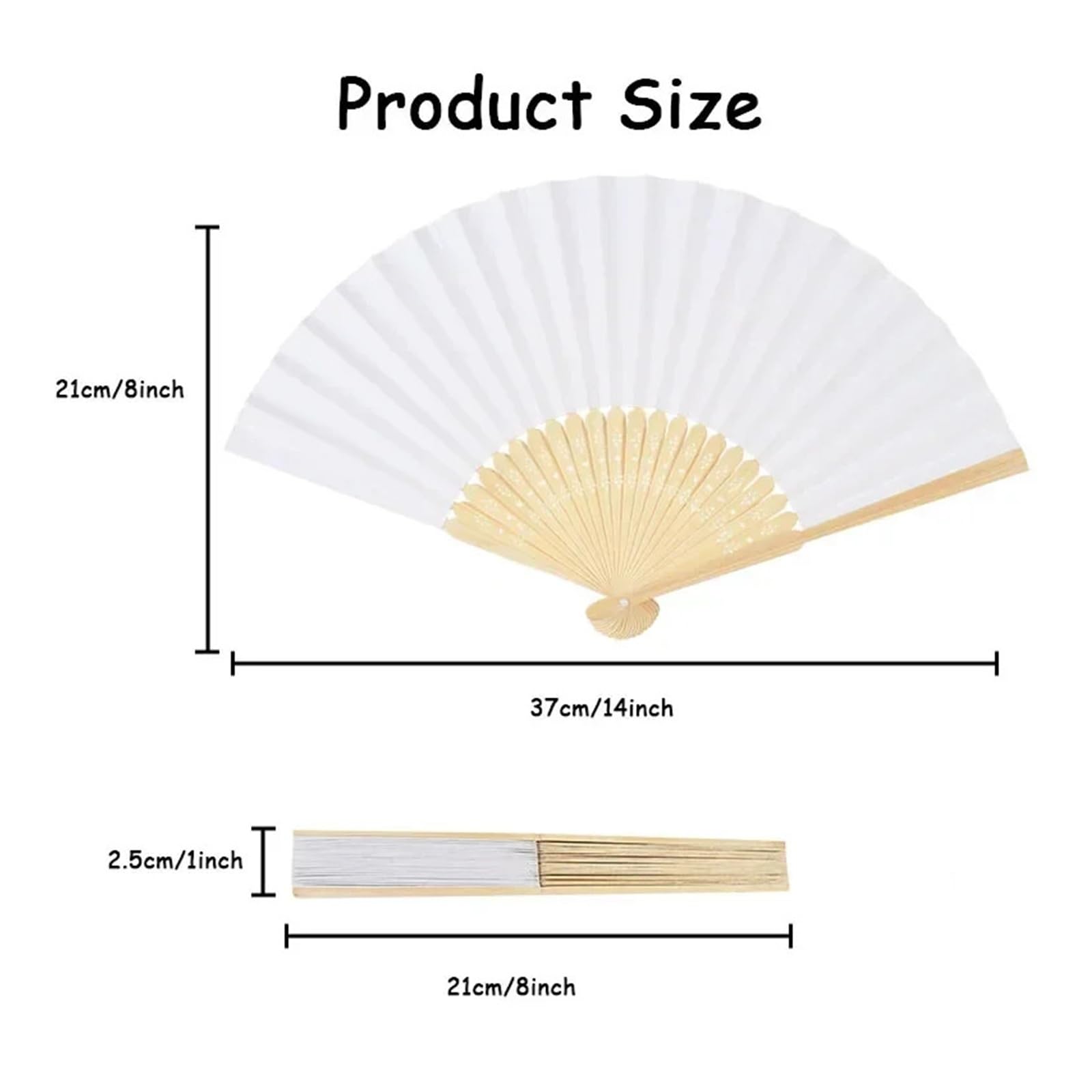 Éventail en Papier Pliable Blanc, 50 Pièces, Portable, Décoration De Mariage for Invités, Fête d'anniversaire pour Décorations