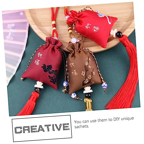6 saquitos bordados con borlas para decoración miniatura 4