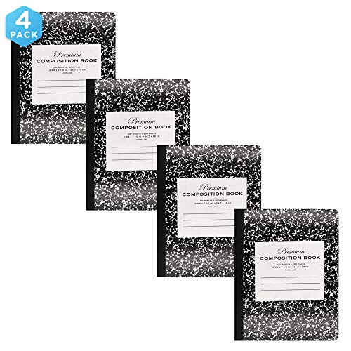 Emraw Black Marble Composition Book Unruled Paper 100 Sheet Office Dairy Drawing Note Books Journals Meeting Notebook Hard Covers Pack Of 4 Writing Book For school