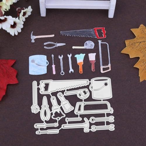 1 Set Saw Bucket Tool Cutting Dies,Saw Bucket Tool Metal Die Cuts, Metal Cutting Dies Stencils for DIY Scrapbooking Decorative Embossing Paper Cards Template Whole Approximate Size 9.8x6.7cm - Thumbnail 3