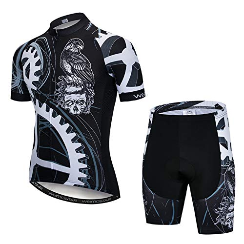 PSPORT Conjunto de camiseta de ciclismo para hombre, ropa de ciclismo de manga corta, ropa de ciclismo de carretera, ropa de gel para bicicleta, 80, Medium