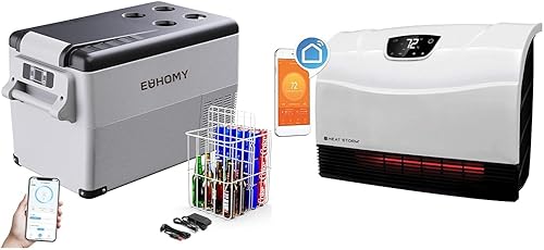 Miniatura 10 de Euhomy - Refrigerador de automóvil, 12 voltios, 35L (38 qt), refrigerador RV con 12/24 V CC y 120-240 V CA, refrigerador y congelador