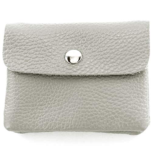 modamoda de P09 Damen Münzgeldbörse Geldbörse Portemonnaie Klein Leder Made in Italy P09, Farbe:Telegrau