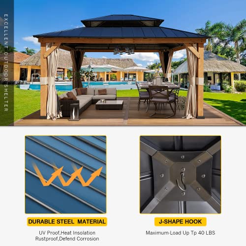 MELLCOM-13-x-15-Outdoor-Hardtop-Gazebo-Cedar-Wood-Framed-Gazebo-with-Powder-Coated-Metal-Roof-for-Gardens-Patios-Lawns MELLCOM 13 x 15 Outdoor Hardtop Gazebo Cedar Wood Framed Gazebo with Powder Coated Metal Roof for Gardens Patios Lawns